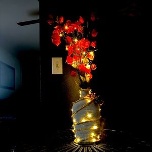 Handcrafted vase fall accent fairy lights wine cork extra batteries included